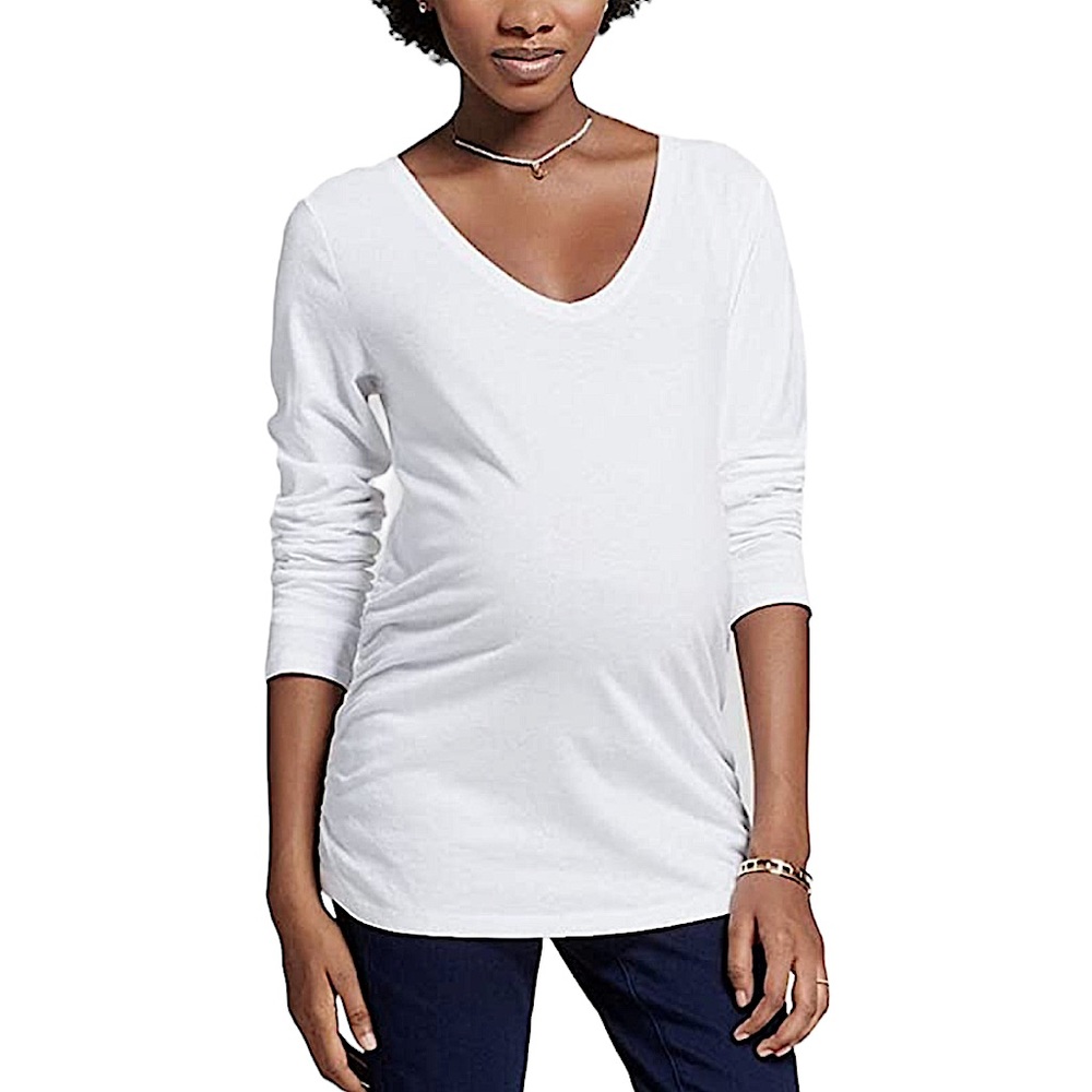 ISABEL MATERNITY: Long Sleeve Shirred Maternity Long Sleeve T-Shirt - Size XXL